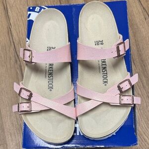 Birkenstock Franc Shiny Lizard Light Rose NIB Size 39